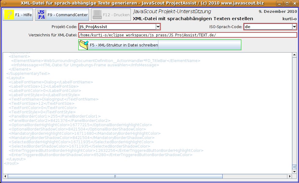 Task-Frame für das Importieren von universell verwendbaren Text-Elementen